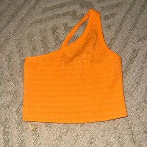 American Eagle Outfitters Orange One-Shoulder Crop Top